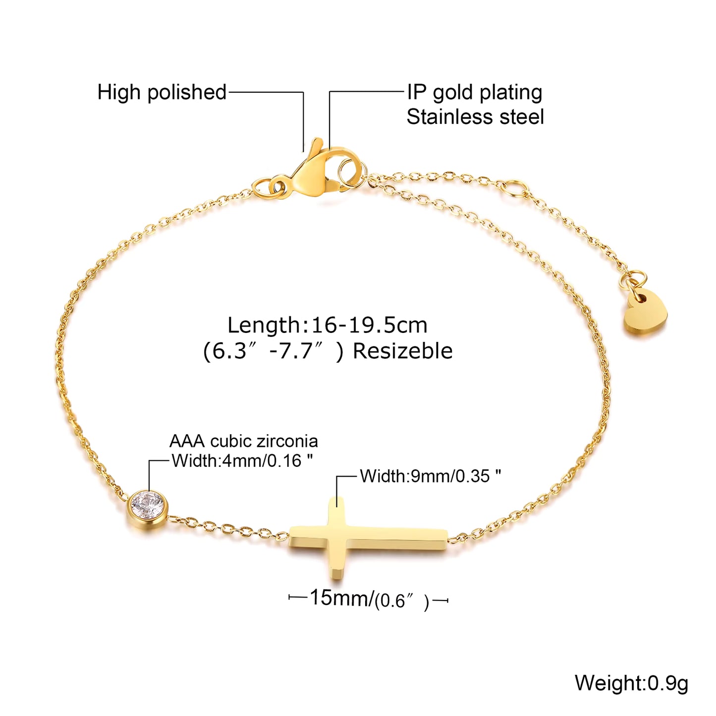✝️✨ Kreuz Armband Damen Edelstahl 💎