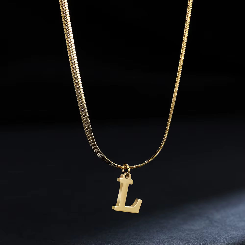 Luxus Alphabet Buchstaben Halskette – Vergoldeter Edelstahl A–Z Anhänger ✨