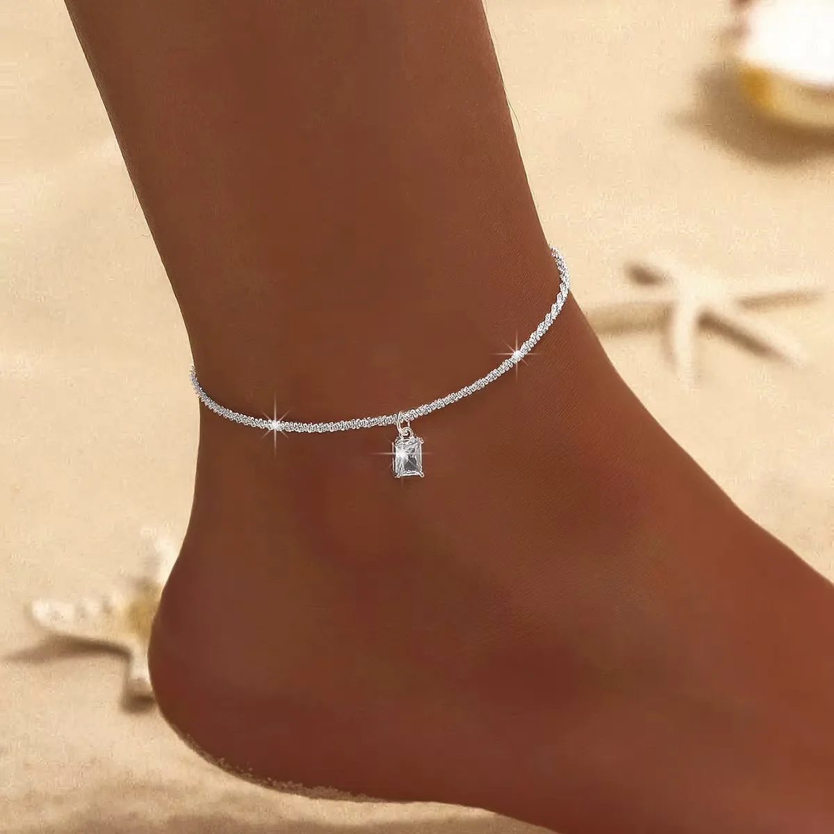 Xurybands Eiskristall Eleganz Fußkette