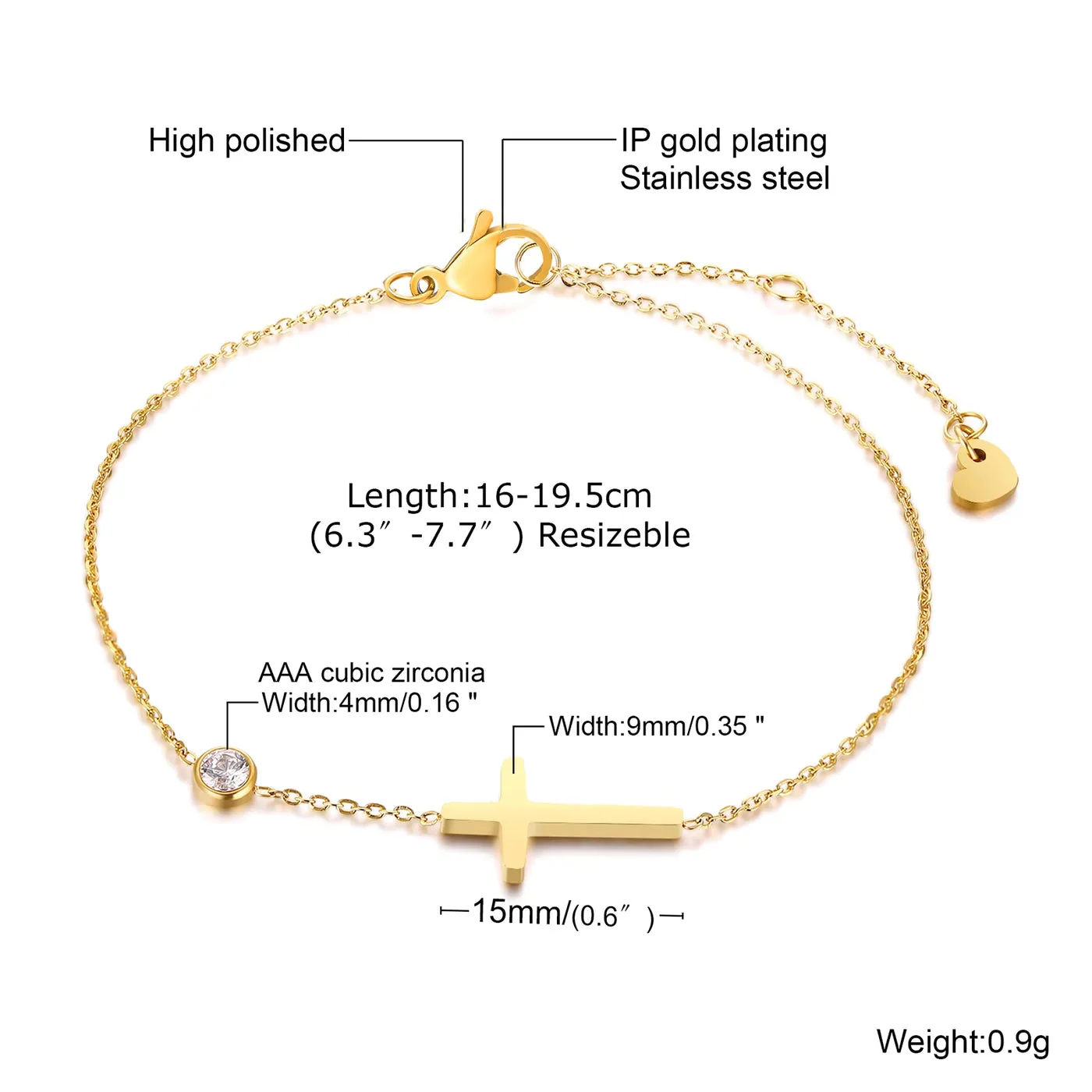 ✝️✨ Kreuz Armband Damen Edelstahl 💎
